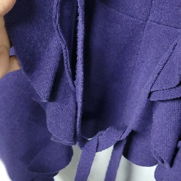 LORA. GI 100% Lambs Wool Tie Front Cardigan Flutter Neckline Made In Italy XL - Picture 3 of 12